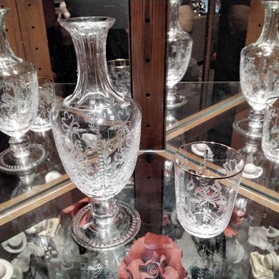 Faberge' Sherry/Water Decanter Set Signed in Presentation Case