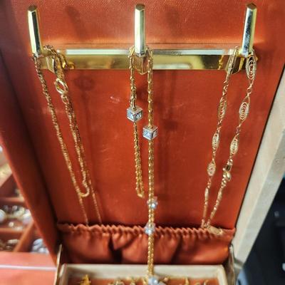 Jewelry Box Fill w costume jewelry Earings, necklaces, brooches, pins and more