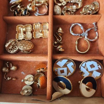 Jewelry Box Fill w costume jewelry Earings, necklaces, brooches, pins and more