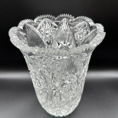 Antique English Cut Glass Vase - Circa 1870