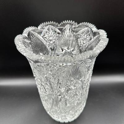 Antique English Cut Glass Vase - Circa 1870