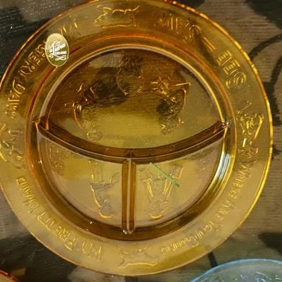 TIARA BLUE AND AMBER PLATES AND PLATTERS