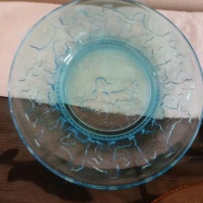TIARA BLUE AND AMBER PLATES AND PLATTERS