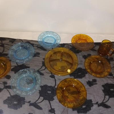 TIARA BLUE AND AMBER PLATES AND PLATTERS