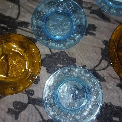 TIARA BLUE AND AMBER PLATES AND PLATTERS