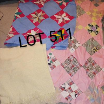 TWO QUEEN SIZE QUILTS UNFINISHED HEATED FITTED SHEET