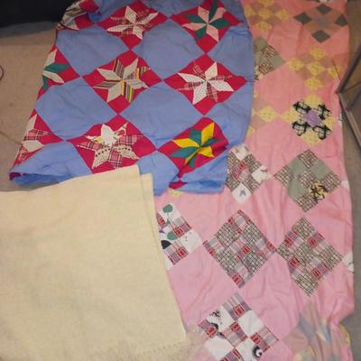 TWO QUEEN SIZE QUILTS UNFINISHED HEATED FITTED SHEET