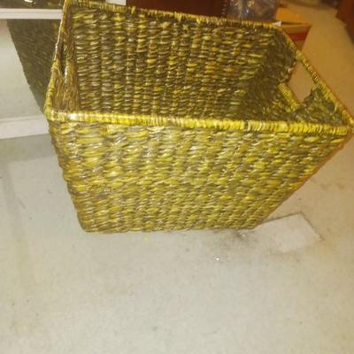 PANELED WALL MIRROR & LARGE WICKER BASKET