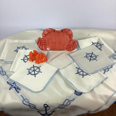 268 Boston Warehouse Crab Plates With Nautical Table Cloths & Napkins