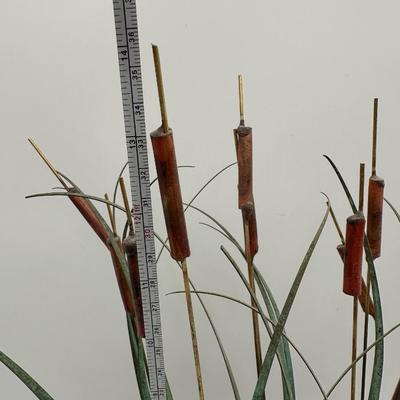 Metal and Wood Cattail Sculpture
