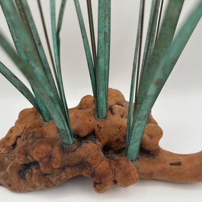 Metal and Wood Cattail Sculpture