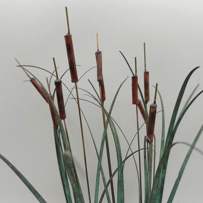 Metal and Wood Cattail Sculpture