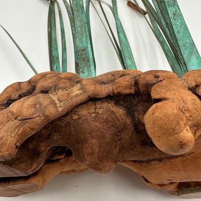 Metal and Wood Cattail Sculpture