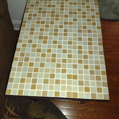 Wooden Frame, Tile Top Side Table with Stretcher Shelf (Choice B)