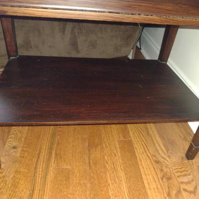 Wooden Frame, Tile Top Side Table with Stretcher Shelf (Choice B)