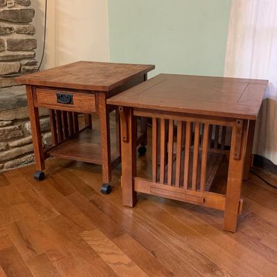 Two Mission Style Side Tables (LR-HS)