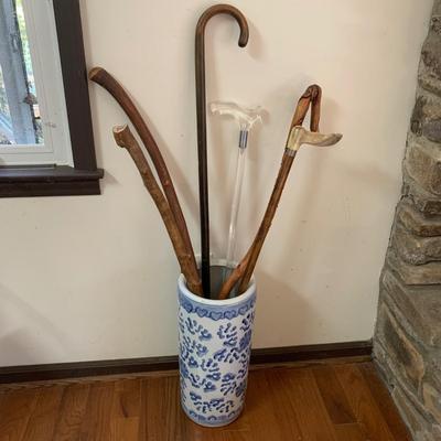 Collection of Canes & Walking Sticks with Ceramic Umbrella Stand (LR-HS)