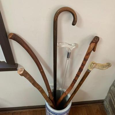 Collection of Canes & Walking Sticks with Ceramic Umbrella Stand (LR-HS)