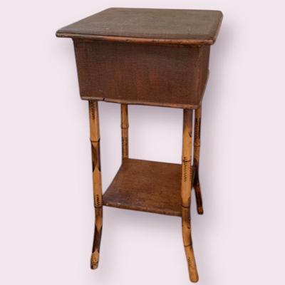 Bamboo Two-Tier Side Table with Lift-Top Storage (LR-HS)