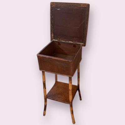 Bamboo Two-Tier Side Table with Lift-Top Storage (LR-HS)