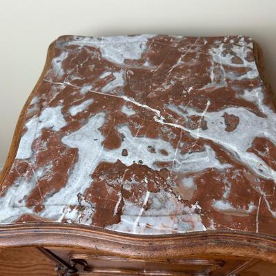 Vintage French Louis XV Style Marble Top Nightstand Cabinet