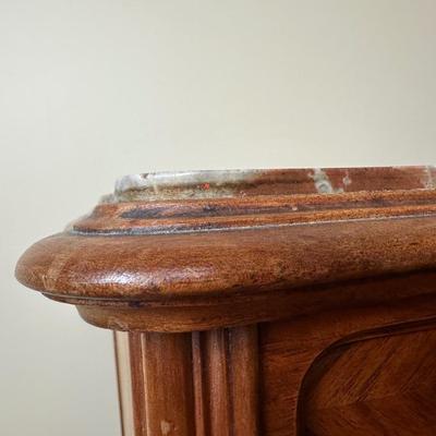 Vintage French Louis XV Style Marble Top Nightstand Cabinet