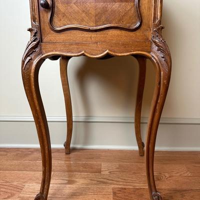 Vintage French Louis XV Style Marble Top Nightstand Cabinet