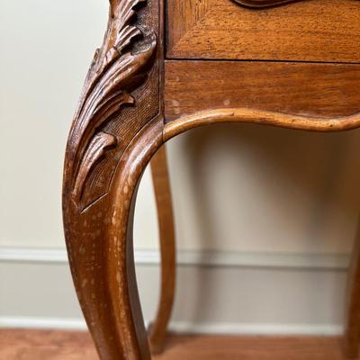 Vintage French Louis XV Style Marble Top Nightstand Cabinet