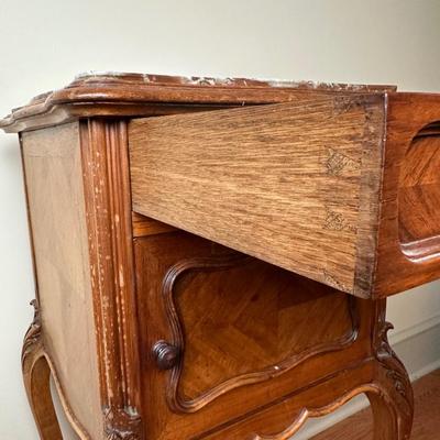 Vintage French Louis XV Style Marble Top Nightstand Cabinet