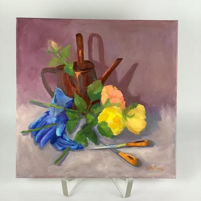 292 "Gardening Theme" Canvas Oil Painting By Kathie Rogers