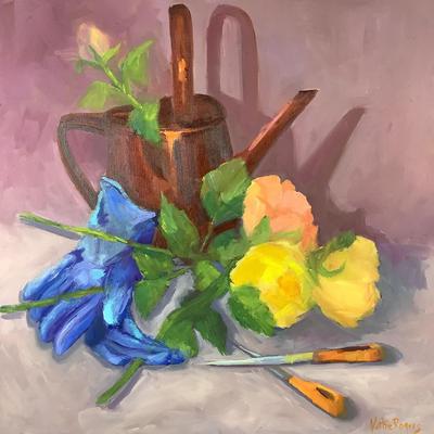 292 "Gardening Theme" Canvas Oil Painting By Kathie Rogers