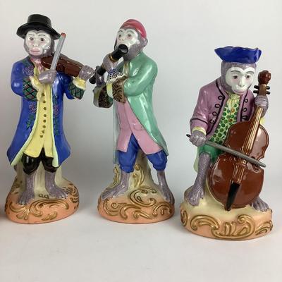 293 Set of Vintage Chinoiserie Monkey Band Statues