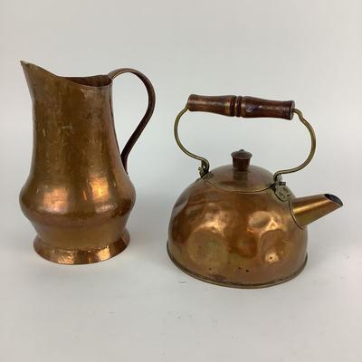 298 Copper Tea Pot and Pitcher