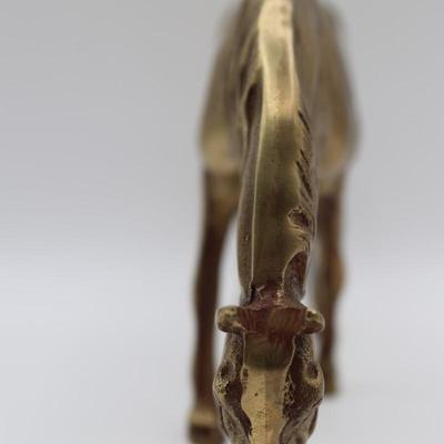 Vintage Brass Grazing Horse