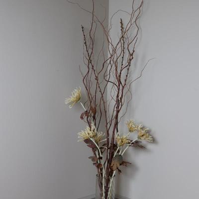Artificial Arrangement with Glass Vase