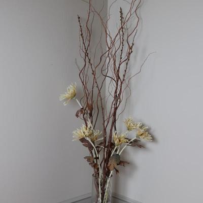 Artificial Arrangement with Glass Vase