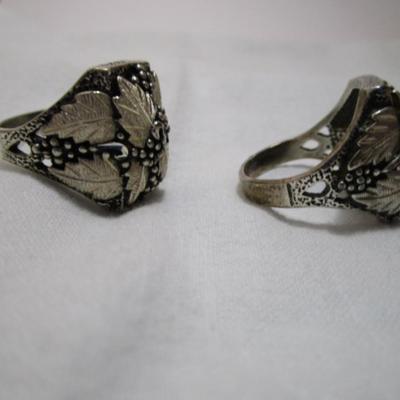 2 silver/black hills silver rings, one size 12, one size 13-1/2