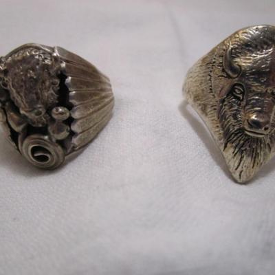 Buffalo ring size 12-  sterling silver; costume silver buffalo ring size 12-1/2 G&S 94