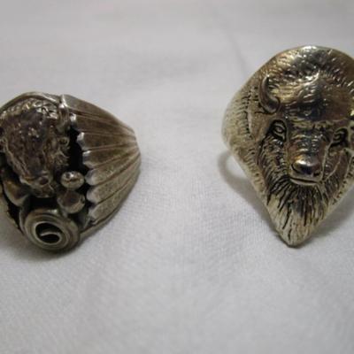 Buffalo ring size 12-  sterling silver; costume silver buffalo ring size 12-1/2 G&S 94