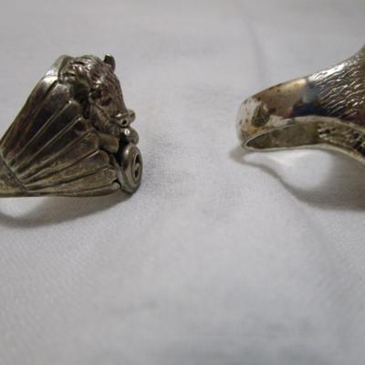 Buffalo ring size 12-  sterling silver; costume silver buffalo ring size 12-1/2 G&S 94