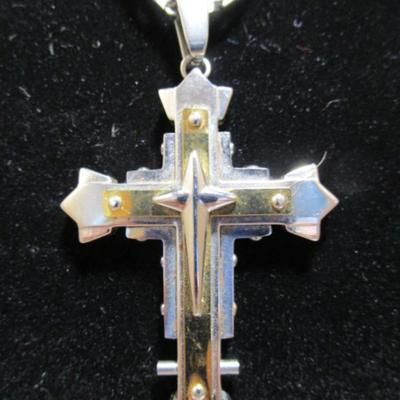 Cross (2-1/2" x 1-1/2) with 28" chain with lobster claw clasp