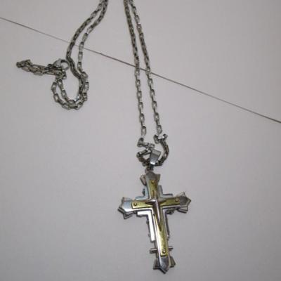 Cross (2-1/2" x 1-1/2) with 28" chain with lobster claw clasp