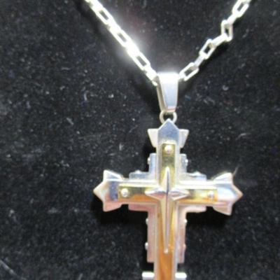 Cross (2-1/2" x 1-1/2) with 28" chain with lobster claw clasp