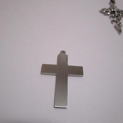 3 crosses, one with American flag (1-1/2" x 1-1/8"), one cross with fire (2-1/8" x 1-1/4"), one cross with small...