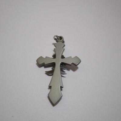 3 crosses, one with American flag (1-1/2" x 1-1/8"), one cross with fire (2-1/8" x 1-1/4"), one cross with small...