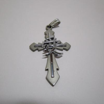 3 crosses, one with American flag (1-1/2" x 1-1/8"), one cross with fire (2-1/8" x 1-1/4"), one cross with small...