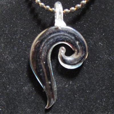 Spiral Gone Viral necklace (blown glass?, beaded)  28"