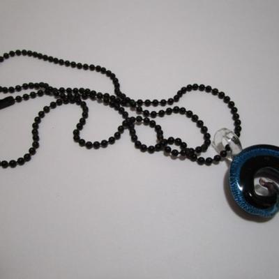 Spiral Gone Viral necklace (blown glass?, beaded)  28"