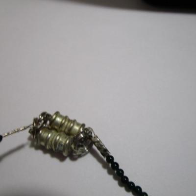 Bead & stone Necklace 20" with 1"pendant and double magnetic hook