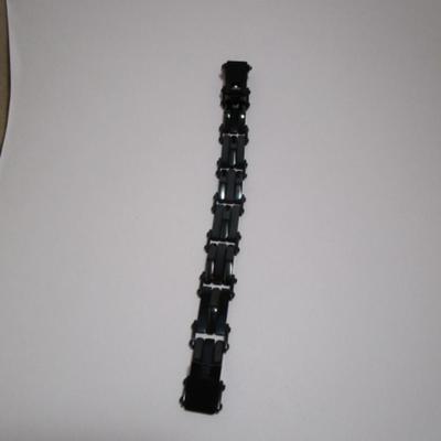 8-3/4" black linked stainless steel bracelet